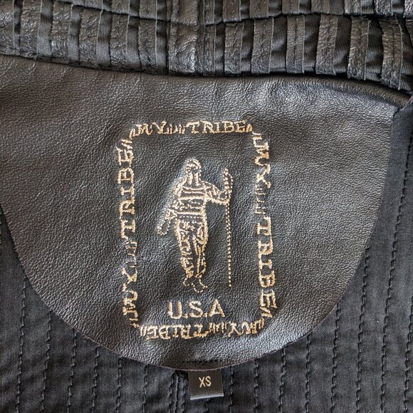 My Tribe Black Leather Jacket Open Front - Picture 9 of 9